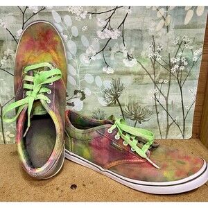 Vans Custom Bleached Tie Dyed Lace Up Sneakers Womens Sz9 Low Top Skater